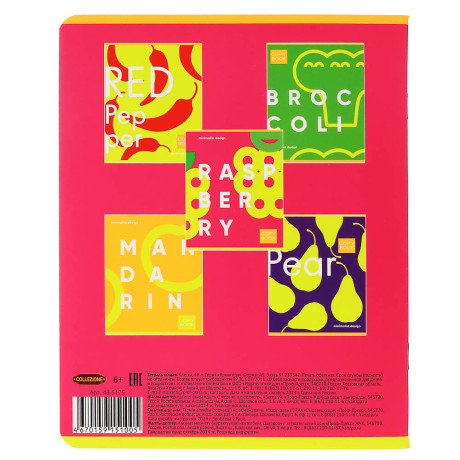 Тетрадь 48л. в клетку, офсет, обл.мел.картон, скрепка, софт тач, микс