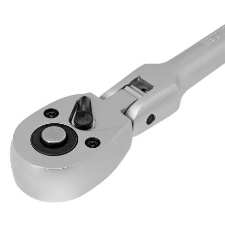 Ключ-трещотка шарнирный 1/4", СrV, 72 зуба, с быстрым сбросом, матовый хром Stels