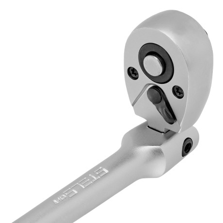 Ключ-трещотка шарнирный 1/4", СrV, 72 зуба, с быстрым сбросом, матовый хром Stels