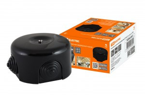 TDM РЕТРО Коробка распаячная фарфоровая D7 8х4,5см черная SQ2802-0014