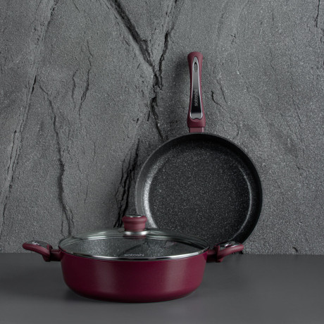 SATOSHI Ла Мери Сотейник литой 4,3л d=28х8см, с крышкой, антипригарное покрытие мрамор, индукция