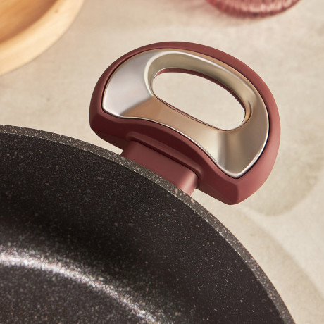 SATOSHI Ла Мери Сотейник литой 4,3л d=28х8см, с крышкой, антипригарное покрытие мрамор, индукция