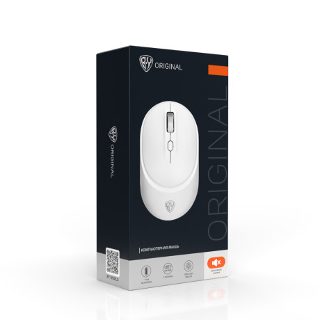 BY Компьютерная мышь беспроводная,1000-1800DPI,4D, 2.4GHz + BT,до 3х устройств,1xAA,тихий клик,белая