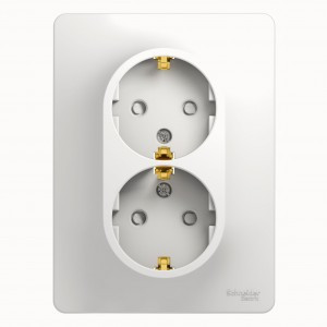 Systeme Electric GLOSSA роз. СУ 2 мест. бел. (пл.осн., земля, штор.) GSL000126 (10!)