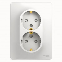 Systeme Electric GLOSSA роз. СУ 2 мест. бел. (пл.осн., земля, штор.) GSL000126 (10!)