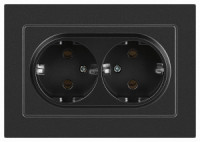 ЭРА Intro Accent мех. роз. СУ 2 мест. (земля), 16А 250В, графит 6-205-07