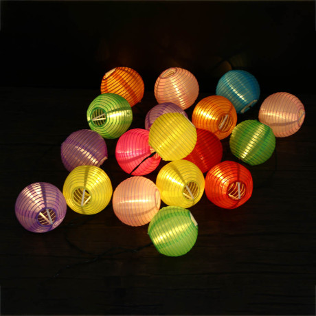 INBLOOM Гирлянда на солн.батарее Китайский фонарь, 7м, 20LED, шамп, 2 реж, ПВХ зел, 1.2V600mAh