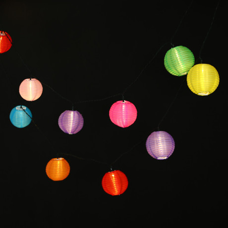 INBLOOM Гирлянда на солн.батарее Китайский фонарь, 7м, 20LED, шамп, 2 реж, ПВХ зел, 1.2V600mAh