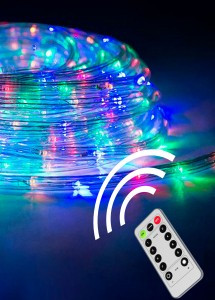 Гирлянда-нить (бат) Космос Дюралайт 0,8 мм разноцв. 10,5м(10+0,5)8реж.IP44 пульт ДУ, (3xАА) GIR-B103