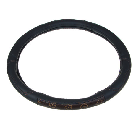 ЕРМАК Оплетка руля, вставка ЕРМАК коричневая, черный (М), полиуретан(PU)