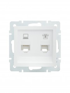 Lezard VESNA мех. роз. комп/телеф СУ 2 мест.  бел (RJ45+RJ11) (корп. ABS)  742-0288-143