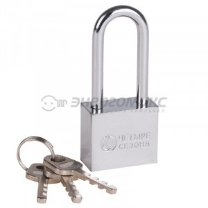 Замок навесной серия «Сталь» 30 мм длинная дужка ЧЕТЫРЕ СЕЗОНА, 79-0043