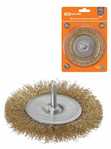 TDM Рубин щетка для дрели плоская, 100мм, латунированная витая проволока d=0,3мм SQ1096-0203