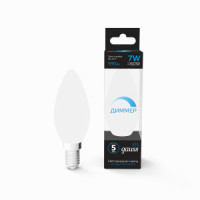 Gauss лампа Свеча E14 7W(590lm) 6500K 6K 110x38 диммир матов алюминий/пластик 103101307-D