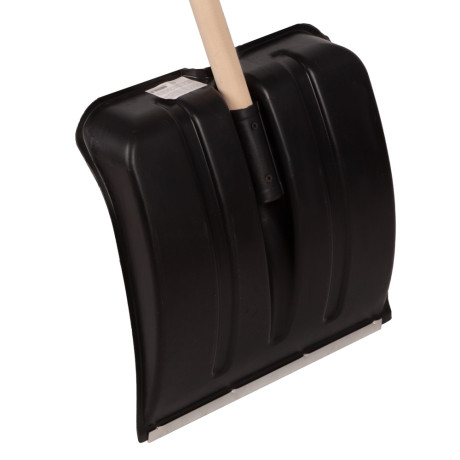 Лопата для уборки снега пластиковая, 380х385х1420 мм, деревянный черенок