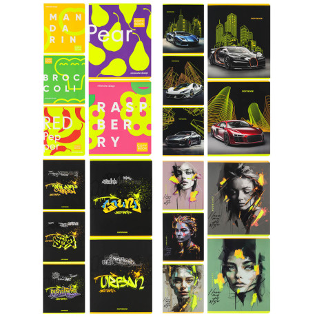 Тетрадь 48л. в клетку, офсет, обл.мел.картон, скрепка, софт тач, микс