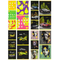 Тетрадь 48л. в клетку, офсет, обл.мел.картон, скрепка, софт тач, микс