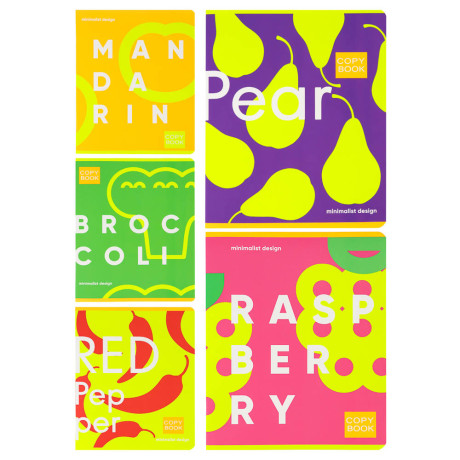 Тетрадь 48л. в клетку, офсет, обл.мел.картон, скрепка, софт тач, микс