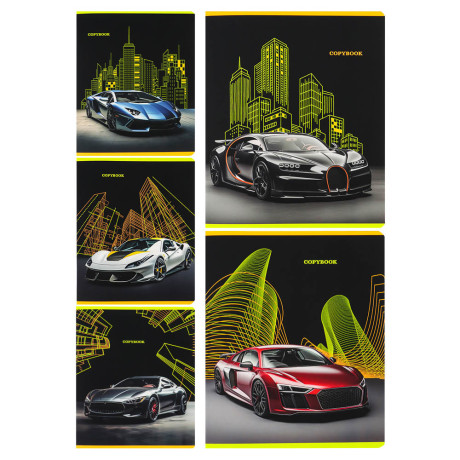 Тетрадь 48л. в клетку, офсет, обл.мел.картон, скрепка, софт тач, микс