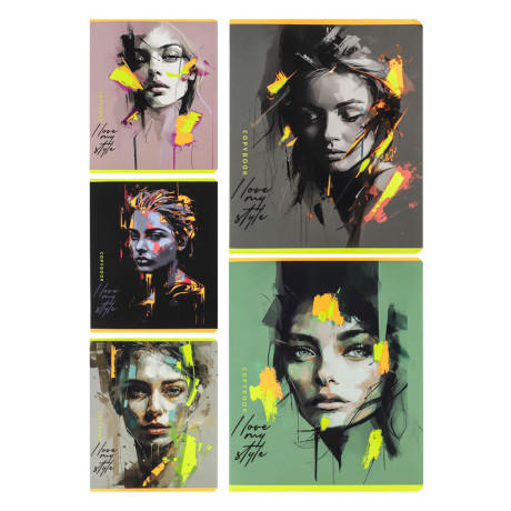 Тетрадь 48л. в клетку, офсет, обл.мел.картон, скрепка, софт тач, микс