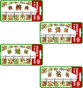 Планка с крючками 4шт "Фрукты" пластик/металл, микс (кратность 6шт!!!) BL PY27-131Мультидом