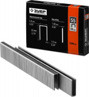 Скобы тип 55, 20 мм, особотвердые, ЗУБР "ПРОФЕССИОНАЛ" 31855-20, 2500 шт