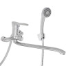 RAIN Смеситель для ванны Мира, изогнутый излив 35см, душ. набор, картридж 35мм, латунь, хром