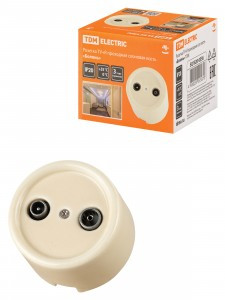 TDM Болонь Розетка TV+R проходная сл. кость Ретро SQ1820-0356