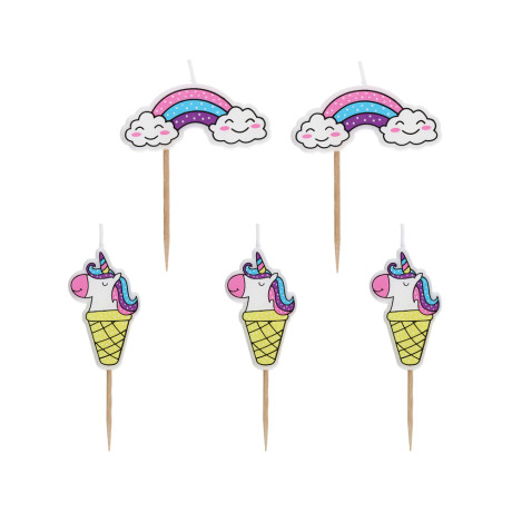 Капитан Весельчак Набор свечей для торта формовых, Единороги, облака