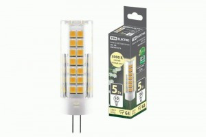 TDM G4 220V 5W(475lm) 3000К 2K, 16x55мм пластик SQ0340-0216