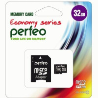 Флэш-карта (памяти) MicroSDHC 32Gb class10 Perfeo адаптер economy PF32GMCSH10AES