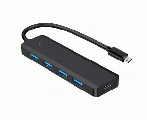 Концентратор USB 3.0 Gembird UHB-C424, 4 порта, кабель Type-C 19см, с доп питанием (Type-C)