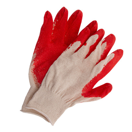 Перчатки трикотажные, хлопчатобумажные, с одинарным покрытием из латекса, 13 класс вязки