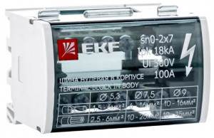 EKF шина нулевая в корпусе (кросс-модуль) 2х7, 100А sn0-2x7