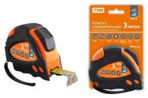 TDM Алмаз Рулетка 3 м х 16 мм, тройная фиксация, автостоп, обрезиненный корпус, магнит SQ1018-0109