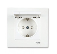 VIKO by Panasonic KARRE роз. (земля) С КРЫШКОЙ И З/Ш крем 16A  90960112