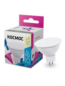 Космос MR16 GU5.3 220V 7,5W (7W) (590lm) 3000K 2K матов. 45x50 LkecLED7.5wJCDRC30