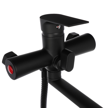 СоюзКран Смеситель для ванны с душем, прямой излив 35см, картридж 35мм, черный, цинк, SK08-P105