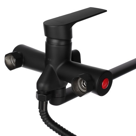 СоюзКран Смеситель для ванны с душем, прямой излив 35см, картридж 35мм, черный, цинк, SK08-P105