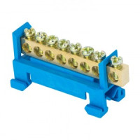 EKF Шина N &quot;Ноль&quot; (нул.) 6х9мм 8 отв. латунь синий изолятор тип &quot;Стойка&quot; на DIN-рейку sn0-63-8-sb