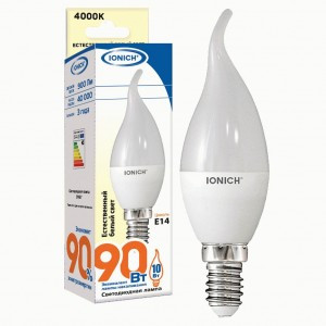 IONICH свеча на ветру C37 E14 10W(900lm) 4000К 4K 37x125 матов./пластик/алюм ILED-SMD2835-CW37 1553