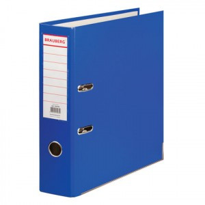 Папка-регистратор с покрытием из полипропилена, 75 мм, прочная, с уголком, BRAUBERG, синяя, 226596