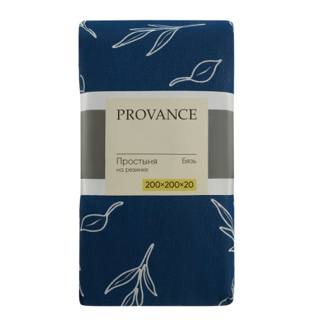 PROVANCE Нэви Простыня на резинке 180х200х20см, 100% хлопок, бязь, синий