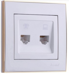 Lezard RAIN роз. компьют/телеф. СУ 1 мест. бел. с бок. вст. золото (корпус PC) 703-0226-143