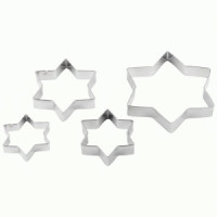 Форма д/выпечки нерж.сталь звезда набор 4шт, 3,8*3,4/5*4,2/6*5/8*7см, h=1,3см TORTA 108358 Mallony