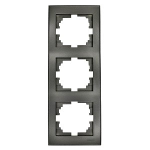 Lezard RAIN рамка 3 мест. верт. черный графит матовый (PC) 703-4141-153