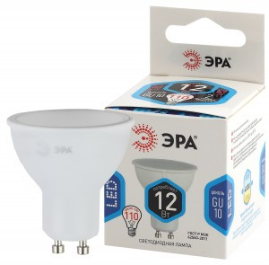 ЭРА стандарт MR16 GU10 220V 12W(880lm) 4000K 4K 50х48 LED MR16-12W-840-GU10 7576