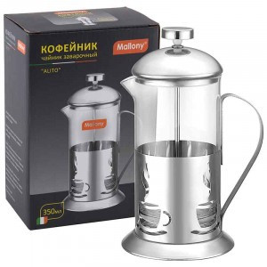 Чайник/кофейник (френч-пресс) ALITO, 350мл, нерж сталь/стекло 950149 Mallony