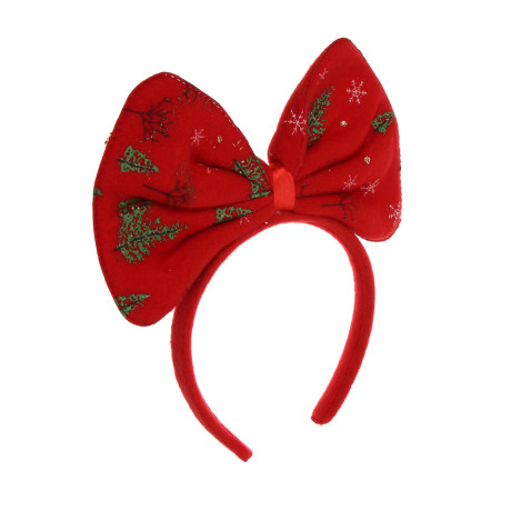 СНОУ БУМ Ободок новогодний с бантом, диаметр 12см, пластик, полиэстер, 2 дизайна