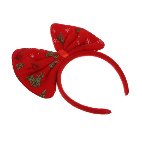 СНОУ БУМ Ободок новогодний с бантом, диаметр 12см, пластик, полиэстер, 2 дизайна